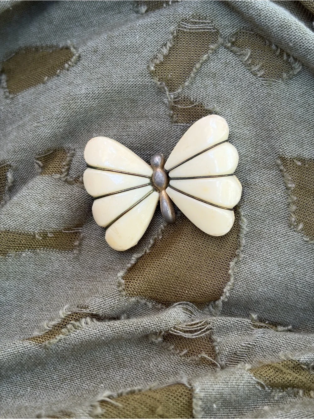 Vintage CROWN TRIFARI Style Cream Lucite BUTTERFLY Pin
